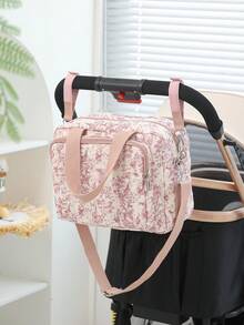 1pc Quilted Ditsy Floral Crossbody Tote Bag, Suitable For Strollers