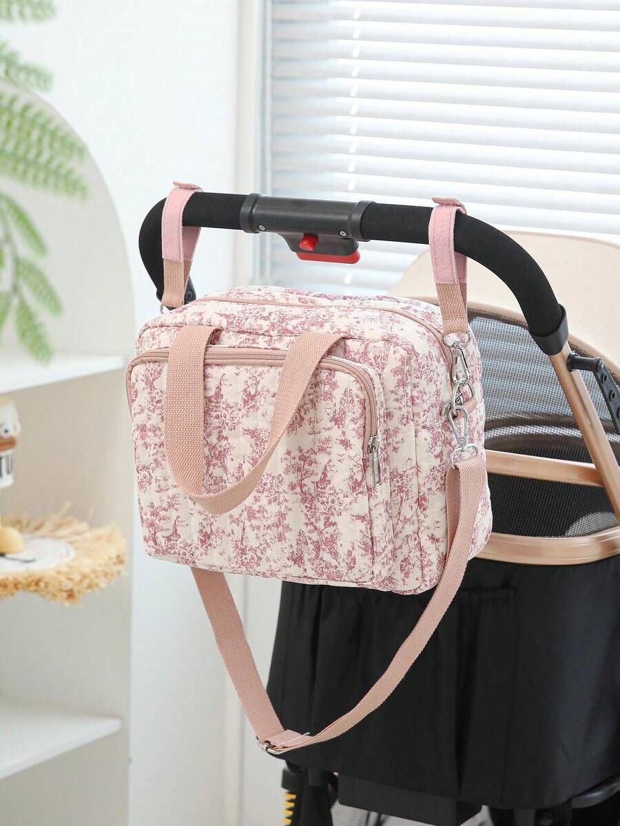 1pc Quilted Ditsy Floral Crossbody Tote Bag, Suitable For Strollers - Multicolor - View 1