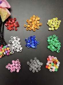 100pcs Colorful Candy Beads For Girls, Hip Hop Grunge Style Hair Accessories