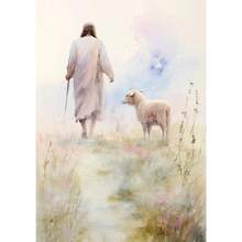 1pc Rellgion Jesus In Prayer Sheep Christian Child Bible Canvas Printing Wall Arts Picture For Living Room Decor Posters Optional Frame ,Wall Art With Frame - Multicolor - View 36