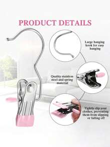 Premium Stainless Steel Clothes Clip, Adjustable Metal Pants Hanger With Clips,Laundry Clothes Nail With Hook, Portable Hanging Clothes Clip Decorations Costumes Decor Festival Decor Pants And Skirt Hangers With Grip Clips,Spring,Minimalist,Summer Tops