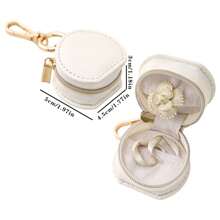 CASEGRACE 1pc Portable PU Leather Jewelry Box, Small Cute Jewellery Earring Ring Organizer Box, Travel Jewelry Storage Case, Mini Storage Box - Perfect Girl Women Gift For Wedding, Travel Wedding Travel Essentials Holiday Essentials Summer For Women Storage Organizer Gift Back To School