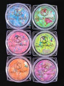 6 Colors Luxury Brocade Power Nail Glitter 1/6 Boxes Opal Pigment, Ice Crystal Pigment, Thin Film, Bright And Transparent Chameleon Glitter Nail Powder, Suitable For DIY Nail Salons Nail Supplies - Multicolor - View 11