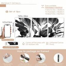 3pcs Of Framed/Pure Canvas Paintings And Posters, Can Be Hung Directly, Black And White Natural Plant Leaf Theme, Home Decoration, Wall Art, Room Decoration, Home Mural, High-Definition Printing, Ideal Gift, Living Room, Bedroom, Restaurant, Office Decoration Painting, Framed - UFP-152 - View 15
