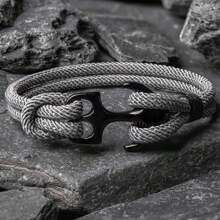 1 pieza Brazalete con forma de cuerda y ancla náutica, brazalete de moda para hombres y mujeres, accesorio de viaje