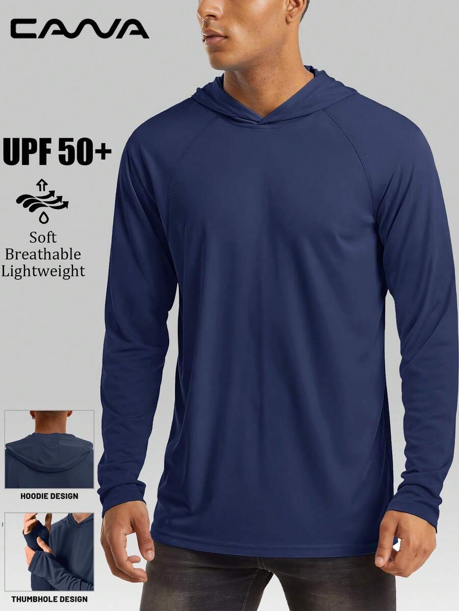 Cavva Men's Summer UPF 50+ Sun Protection Long Sleeve Shirt Quick-Dry Lightweight Breathable Soft Outdoor Hiking Running - Navy Blue - View 1