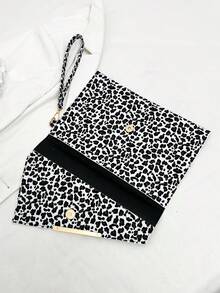 1pc Plain & Minimalist Simplistic Fashion Stone Texture Clutch Bag - Black and White - View 9