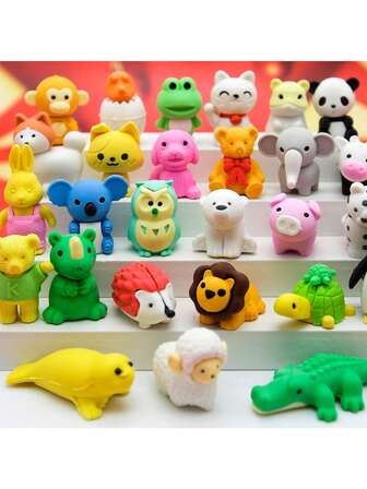 5/20/30pcs Animal Erasers - Desk Pets, Puzzle & Take Apart Erasers For Teen, Prizes & Party Favors (Random)
