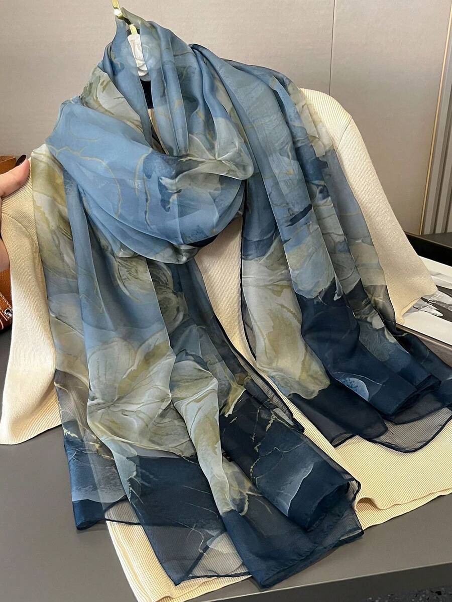 1pc Women Chiffon Scarf, Versatile Lightweight Shawl Wrap For Spring Autumn, Travel & Sun Protection, Suitable For Autumn/Winter For Dress