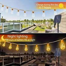 1pc 8 Modes Solar Powered Vintage Hemp Rope String Lights, Patio Garden Camping Decor, 4M 10LED Or 6M 16LED - Warm Light - View 4