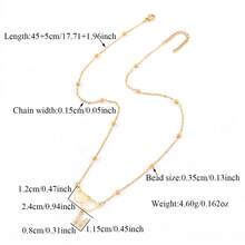 1件新款时尚双心字母吊坠金色不锈钢珠链项链，女士款