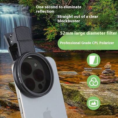 52mm & 67mm Adjustable Universal Polarized Lens Filters, High Definition Glare Reflection Reduction Lens Filter For Smartphones