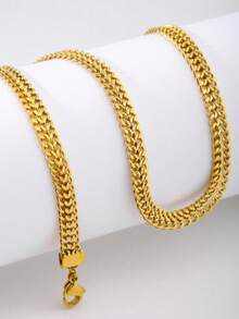 1pc Fashionable Stainless Steel Chain Necklace For Women For Daily Decoration - Yellow Gold - View 7
