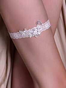 1pc Lace Trim Garter Belt, Bridal Wedding Accessory,For Wedding Party Dress - White Lace - View 8