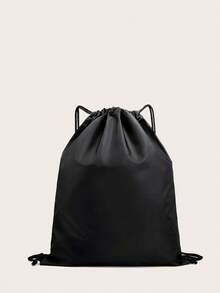 Women's Bow Print Drawstring Pocket Waterproof Backpack - Black - View 3