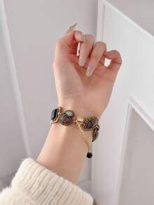 1 Stück Vintage farbiger Edelstein geometrischer Retro-Stil Armband kompatibel mit Apple Watch 38/40/41/42/44/45/46/49mm, geeignet für Apple Watch Series Ultra/SE/11/10/9/8/7/6/5/4/3/2/1 (nur Armband, Uhr und Gehäuse nicht enthalten), Herbst/Winter