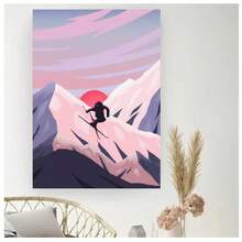 1pc Frameless Modern Minimalist Nordic Summer Wave Surfing Poster Retro Painting Colorful Sports Wall Art Suitable For Living Room, Bedroom, Dormitory, Study, Bar, Club, Coffee Shop Wall Decoration Home Decoration ,Wall Art With Frame