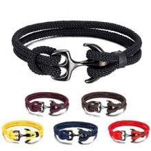 1 pieza Brazalete con forma de cuerda y ancla náutica, brazalete de moda para hombres y mujeres, accesorio de viaje