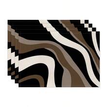 1pc/4pcs/6pcs Daily Decorative Placemat, Black And White Geometric Linen Placemats, Dirt-Resistant Mats, Suitable For Home, Dining Room And Restaurant, Tabletop Decor, Home Goods