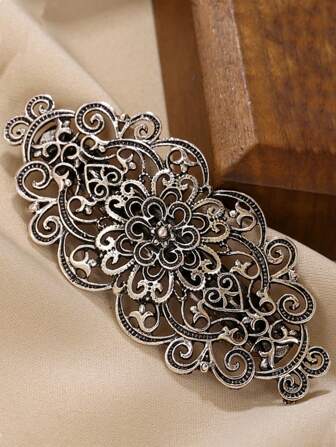 1pc Women's Vintage Hollowed-Out Palace Style Hair Comb, Silver Metal Alloy, Daily Use Hair Accessory & Gift Hair Clips Claw Clips Hair Claws Hair Slide Hair Barrettes, School Stuff, Hair Accessories