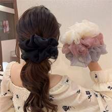 1 Peça Scrunchie de Chiffon Elegante, Laço para Cabelo Feminino, Acessório de Cabelo para Rabo de Cavalo, Coque, Scrunchies e Laços de Cabelo