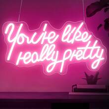 You're Like Really Pretty. Pink Neon Sign, 5V Dimmable USB Control Switch, Bar Party Bedroom Home Decoration, Girlfriend Christmas And Valentine's Day Gift - 粉色 - 查看 5