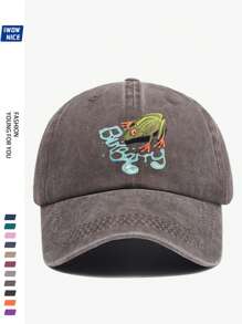 1pc Fashion Baseball Cap With "Funny Frog" Print, Adjustable Size, Unisex Urban Casual Baseball Hat, Vintage Breathable Design, Comfortable For All Seasons, Multiple Colors And Sizes Available, Suitable For Beach And Holiday (2025 Spring Series)