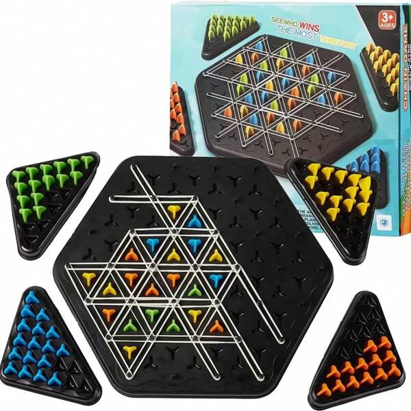 Chain Triangular Chess Game, Board Game, 2 To 4 Players, Great For Families, Family Fun Night Chess Set, Interactive Brainstorming Game, Party Game, Birthday Gifts