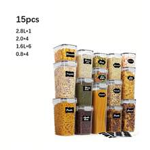 THELIFE 1/8 Pcs Plastic Food Storage Container Set, Airtight Sealed Canister With Lid For Flour, Sugar, Cereal, Dry Food, Dishwasher Friendly - Clear - View 15