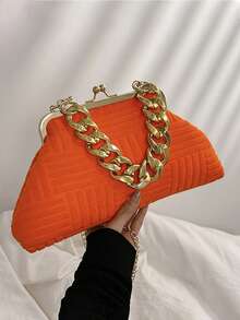 Minimalist Suede Crossbody Bag, Shoulder Bag For Women - Orange - View 7