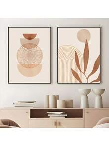 1 幅抽象画波西米亚风马蒂斯珊瑚线米色墙壁海报画廊艺术帆布画墙面印刷画客厅装饰家居装饰可选画框