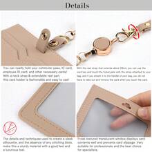 Badge Holder With Retractable Detachable Neck Strap Horizontal PU Leather Badge Clip With 1 Clear Window And 2 Card Slots On The Back Card Holder Wallet Business Card Holder Credit Card Holder Teacher Lanyard With Id Holder Card Holder Women For Women Mini Wallet Card Wallet