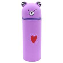 1pc Cute Bear Silicone Pencil Case, Portable Pen Box, Handy Student Stationery Organizer