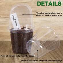 3/6/12pcs 4-Inch Soft Nursery Plant Pots, With Humidity Dome, Seedling Starter Trays, Small Planter Containers