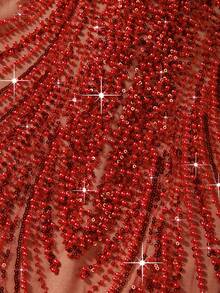 Astony One New Sexy Fitted Elegant Sequin Embellished Strapless Dress, Red Evening Gown Suitable For New Year, Valentine's Day, Carnival, Music Festival Parties, Engagement, Wedding, Birthday, Red Carpet Events - Red - View 11