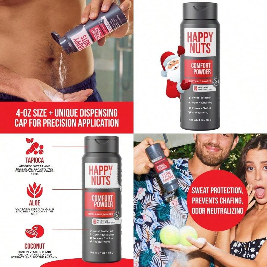 HAPPY NUTS Comfort Powder Anti Chafing Andamp; Deodorant AluminumFree Sweat And - as pic - View 1