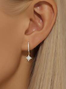 1/3 Stücke Set Kleine Creolen Ohrringe für Frauen in Goldplattierung, glänzende Stern-Creolen mit Kubikzirkoniabesatz für Ohrknorpel, Ohrpiercing-Schmuck für Frauen und Mädchen als Geschenk