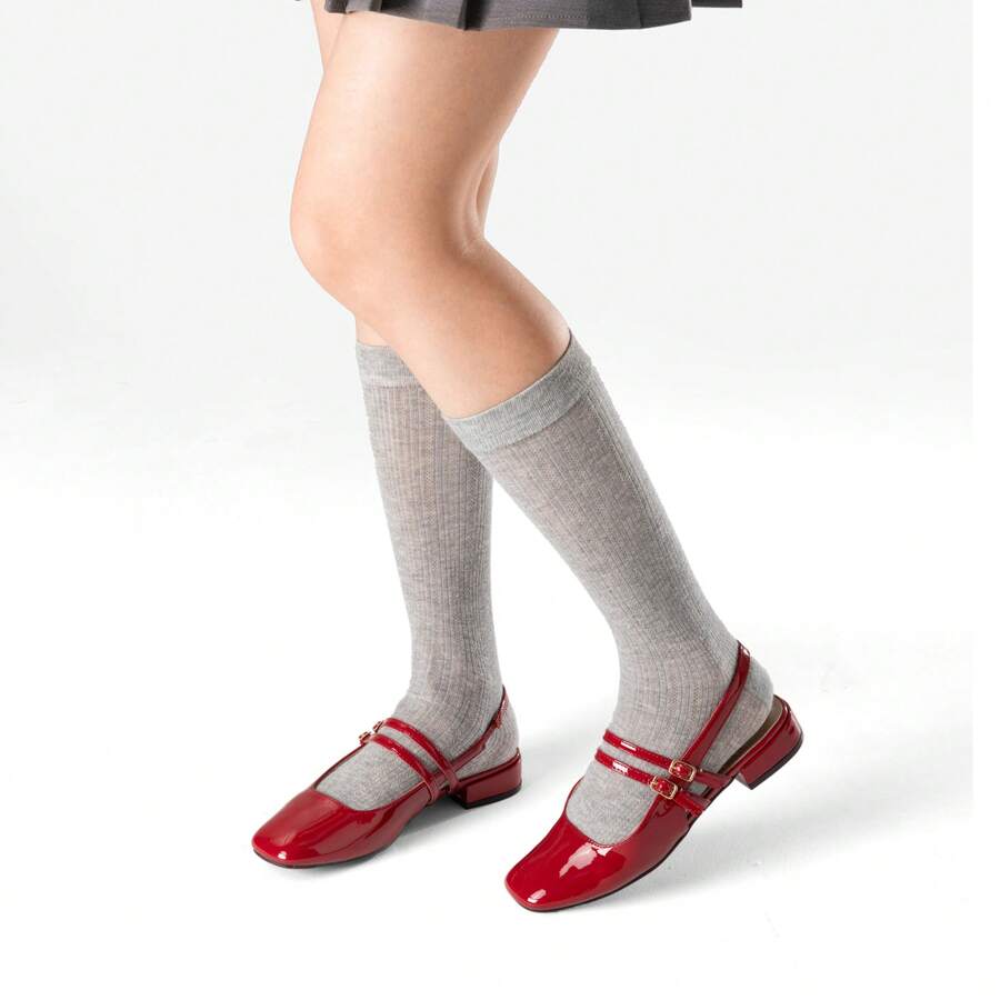 1 Paar glänzende Mary Jane Schuhe im Preppy Stil aus TPU mit Beleuchtung, geeignet für Outdoor, Büro, Party, Frühling/Sommer