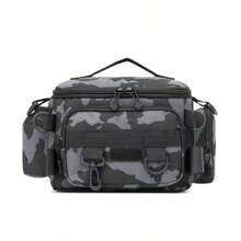 1 pieza Bolsa de pesca impermeable con múltiples compartimentos con patrones camuflaje y geométricos - Opciones de unicolor, cierre con cremallera, correa para el hombro. Ideal para almacenamiento de equipo de senderismo, camping y pesca al aire libre.