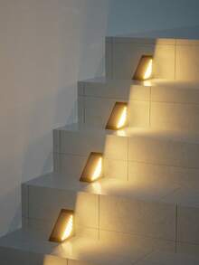 [2/8pcs] Solar Powered Stair Step Lights, Outdoor Waterproof Motion Sensor Stairway Pathway Lamp, Exterior Yard Footlight - Yellow - View 6