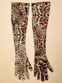 1双女士天鹅绒手套，适合晚会表演