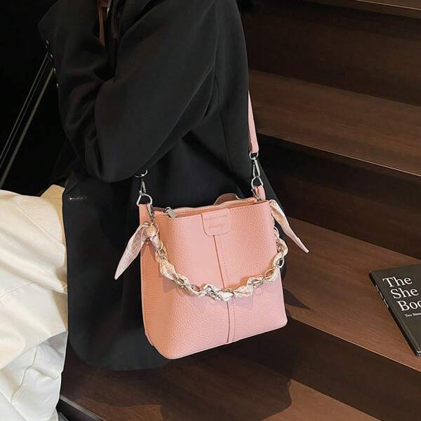 Fashion Versatile Women's PU Leather Shoulder Crossbody Bag Simple Casual Outdoor Vacation Commuting Storage Bucket Bags