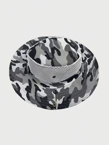 1pc Men's Outdoor Camouflage Sun Hat, Suitable For Spring, Summer And Autumn, Outdoor Activities Such As Hiking, Fishing, Casual Bucket HatMen's Sun Hat Summer Hat, Suitable For Summer Outdoor Activities Such As Hiking And Fishing - Grid - View 1