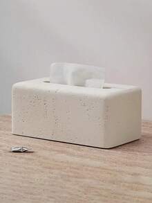 1pc Resin Modern Tissue Box Holder, 8.66" X 4.72" Rectangular Faux Stone Art Design Tissue Box, Suitable For Home & Bathroom Decor, Bedroom & Living Room Tabletop Storage, Office Home Decor - Multicolor - View 10