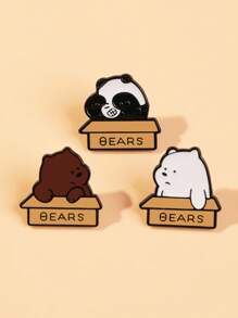3 pièces Broches pins de bande dessinée d'ours, panda adorable, ours polaire, ours brun, accessoires décoratifs en métal d'alliage pour sacs, vêtements, robe, accessoires pour vêtements, sacs, charmes, école, bureau, chemises, vestes, bijoux, Noël, Halloween