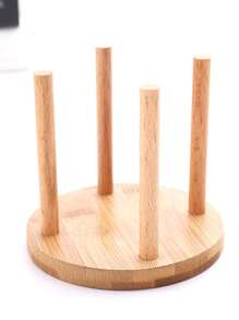 1pc Bamboo Wooden Cup Storage Rack, Creative Round DIY Household Cup Holder For Disposable Paper Cup