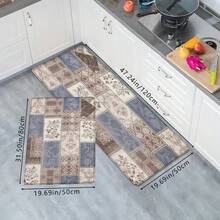1 tấm thảm chùi chân in họa tiết hoa và hình học cổ điển, thảm nhà bếp mềm mại chống trượt thấm hút có thể giặt bằng máy, thảm trang trí nhà hình chữ nhật lông thấp chống bụi bẩn cho phòng tắm, phòng ngủ, nhà bếp, phòng giặt ủi - Nhiều màu - Xem 5