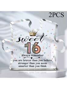 Tấm bảng sinh nhật bằng acrylic, món quà hoàn hảo cho các cô gái 16 và 18 tuổi, vật trang trí quà tặng ngọt ngào, quà kỷ niệm, trang trí phòng ngủ, vật trang trí bàn làm việc, trang trí giỏ quà sinh nhật và quà tặng ngày lễ/Giáng sinh. - trong suốt - Xem 14