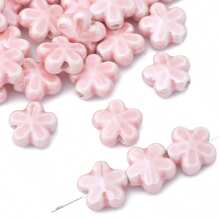 10 pezzi Perle in ceramica a forma di fiore da 12 mm per realizzare gioielli fai-da-te - Perle decorative multicolore vibranti per collane, braccialetti e accessori, forniture per hobby, perle con finitura lucida, perle vibranti, perle per la creazione di gioielli