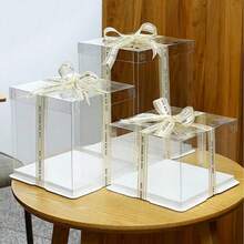 1 Stück Geschenkverpackungsbox für Party/Feiertage, 1-lagige, 2-lagige, 3-lagige Geschenkaufbewahrungsbox - Weiss - Übersicht 3